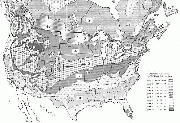 Plant hardiness zones map (Weiner 1975:109)